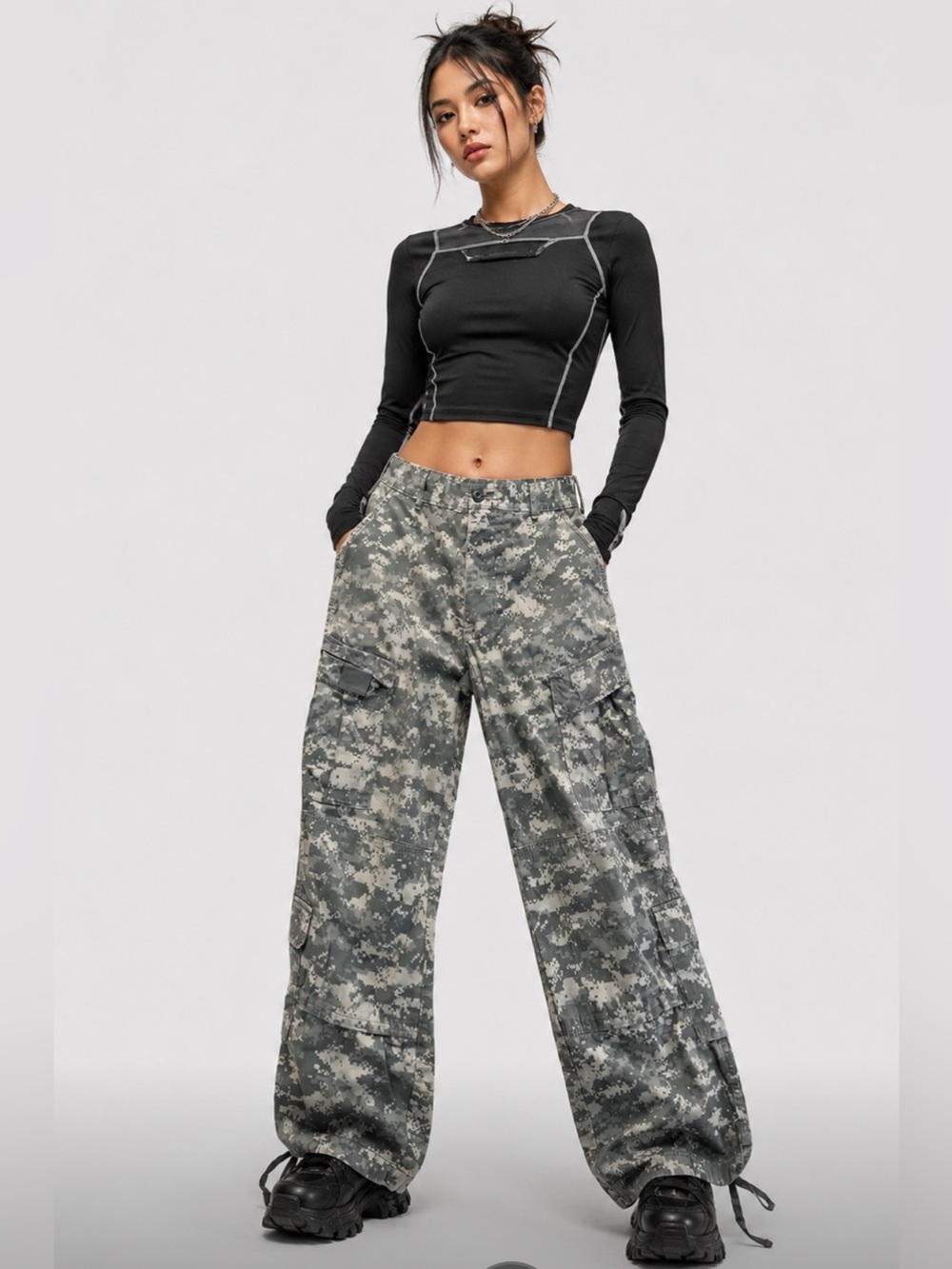 Unisex Y2K Camouflage Army Futuristic Camo Grunge Streetwear Pants